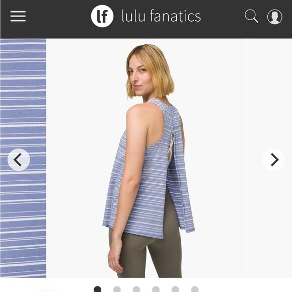 Lululemon All Tied Up Tank P2P 18 Sz 8 Cut Back Stripe Tempest Blue White 891 - Picture 6 of 6